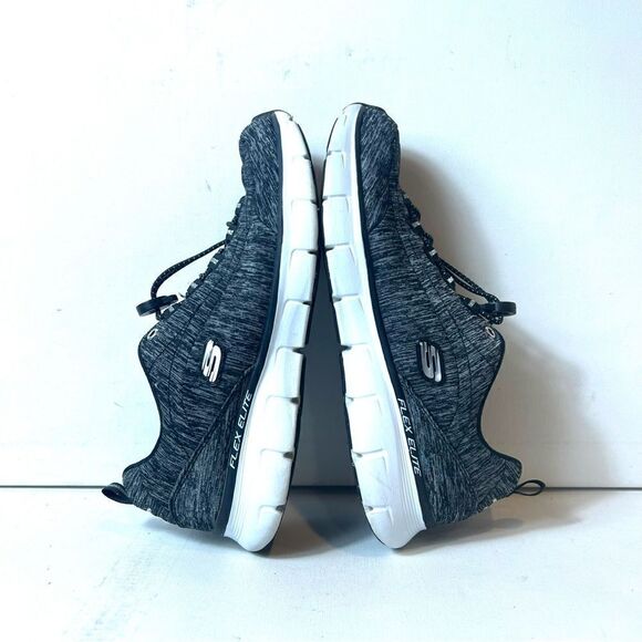 Skechers Womens 9.5 Flex Elite Gray/Black Casual Running Shoes Sneakers Low Top - Picture 5 of 11